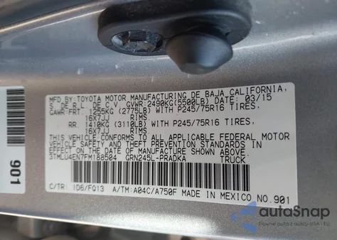 2015 Toyota Tacoma Double Cab/Trd Pro z USA, uszkodzony, nr VIN 3TMLU4EN7FM188504